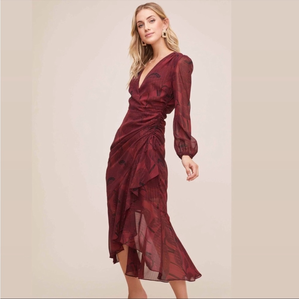 ASTR floral print faux red long dress